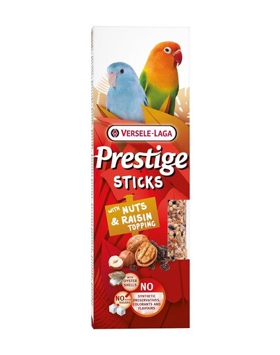 VERSELE-LAGA Prestige Sticks 2 baňky s ořechy a rozinkovou posypkou pro malé papoušky 60g