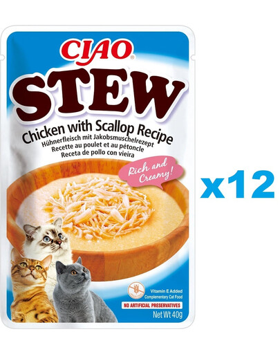 INABA CIAO Stew s kuřecím masem a mušlemi 12x40g