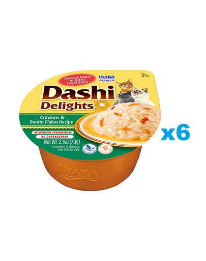 INABA Cat Dashi Delights Kuře a tuňák pruhovaný 6x70 g