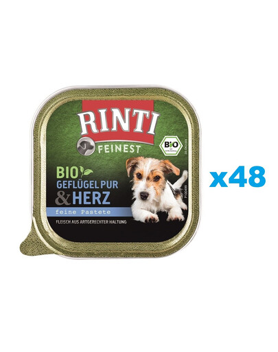RINTI Feinest Bio Poultry Pure&Poultry hearts 48x150 g