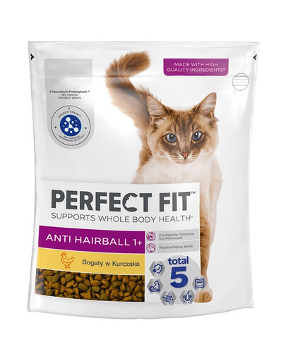 PERFECT FIT (Hairball 1+) 750 g Suché krmivo pro kočky s vysokým obsahem kuřete - proti tvorbě trichobezoárů