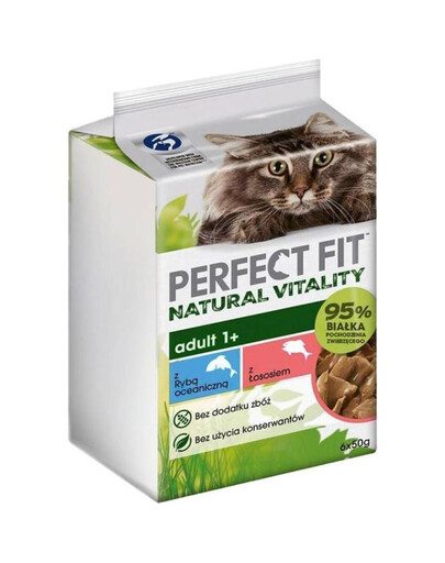 PERFECT FIT Natural Vitality Adult 1+ Kapsičky 6x50g s mořskými rybami a lososem v omáčce pro kočky