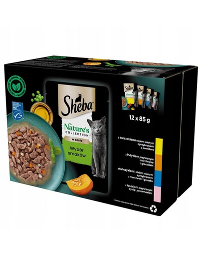 SHEBA Nature’s Collection 12x85g Kapsičky s kuřecím, krůtím, tuňákem a lososem pro kočky