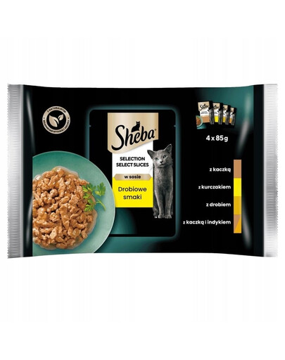 SHEBA Selection Select Slices 4x85g mokré krmivo s kachnou, kuřecím masem, drůbeží, kachnou a krůtou pro kočky
