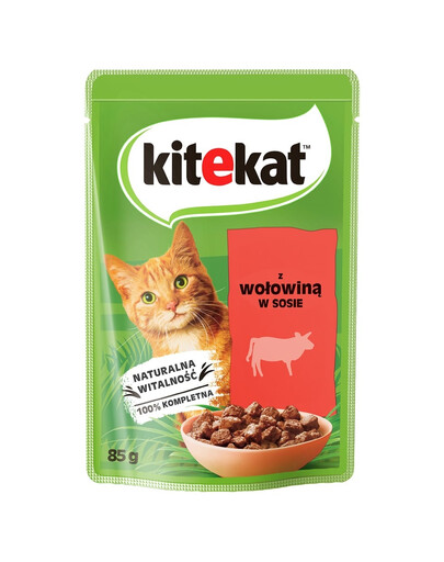 KITEKAT Hovězí v omáčce 85 g pro dospělé kočky