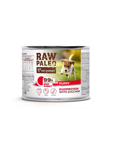 RAW PALEO Beef Rabbit Puppy 200g Mokré krmivo pro štěňata s hovězím masem a králíkem