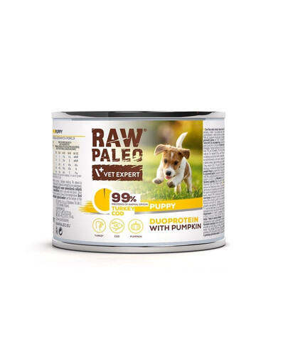 RAW PALEO Turkey&Cod Puppy 200g Mokré krmivo pro štěňata s krůtou a treskou
