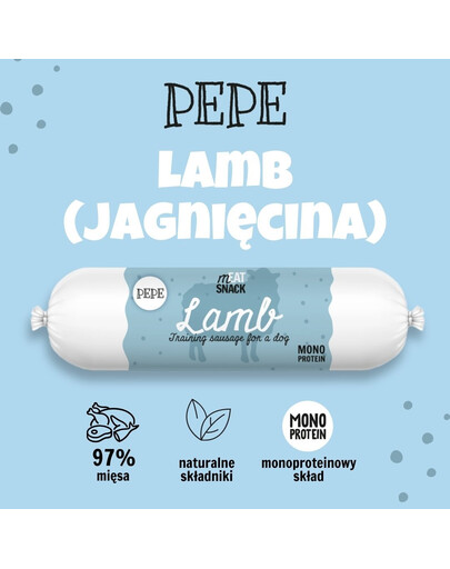 PAKA ZWIERZAKA PEPE Meat Snack Jehněčí klobása pro psy 200g