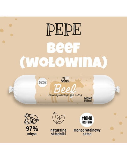 PAKA ZWIERZAKA PEPE Meat Snack Hovězí klobása pro psy 200g