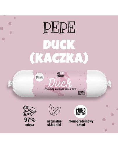 PAKA ZWIERZAKA PEPE Meat Snack Kachní klobása pro psy 200g