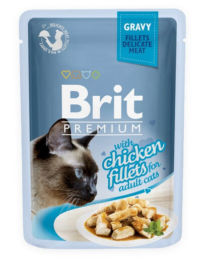 BRIT Premium Cat Fillets in Gravy mokré krmivo s kuřecím masem pro kočky 24x85g