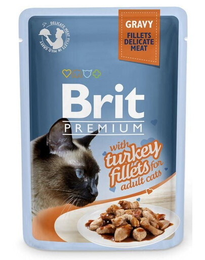 BRIT Premium Cat Fillets in Gravymokra Krůtí krmivo pro kočky 24x85g