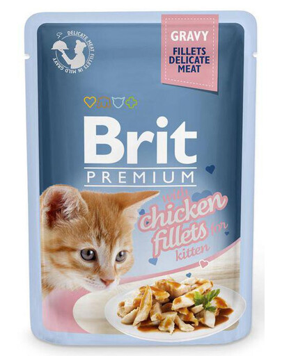 BRIT Premium Cat Fillets in Gravy Kitten mokré krmivo s kuřecím masem pro koťata 24x85 g