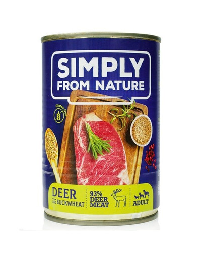 SIMPLY FROM NATURE konzerva pro psy jelen s pohankou 6 x 400 g + pamlsek ZDARMA