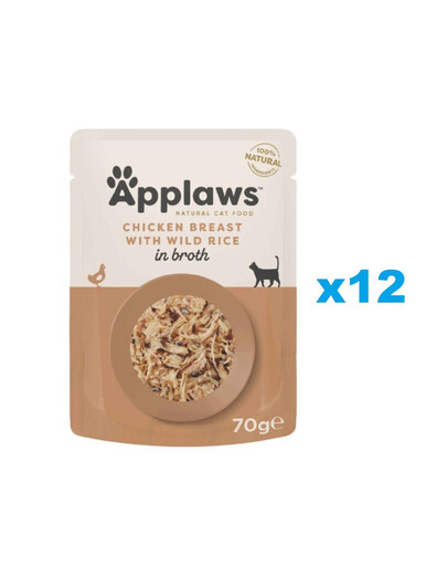 APPLAWS Cat Adult Pouch Chicken Breast with Wild Rice in Broth kuřecí maso a divoká rýže ve vývaru 12x70g