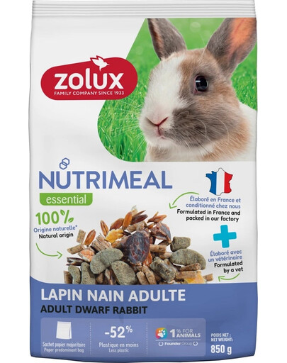 ZOLUX NUTRIMEAL 4 Smíšené krmivo pro dospělé zakrslé králíky 850 g