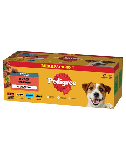 PEDIGREE Adult Výběr příchutí v želé 40x100g s hovězím, kuřecím, rybím, drůbežím masem