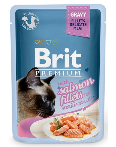 BRIT Premium Cat Delicate fillets in gravy s lososem v omáčce pro sterilované kočky 24x85g