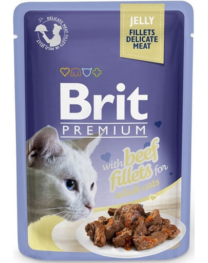 BRIT Premium Cat Delicate fillets in jelly s hovězím masem pro kočky 24x85g