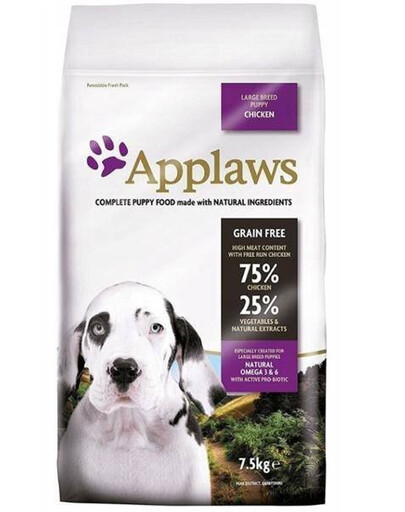 APPLAWS Dog Puppy Large Breed Chicken 7,5 kg + Taste Toppers Kuřecí prsa ve vývaru 18 x 156 g ZDARMA