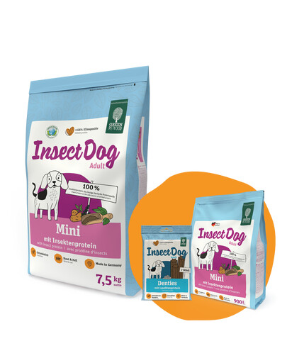 GREEN PETFOOD InsectDog Mini Grainfree 7,5 kg + 900 g & Denties ZDARMA