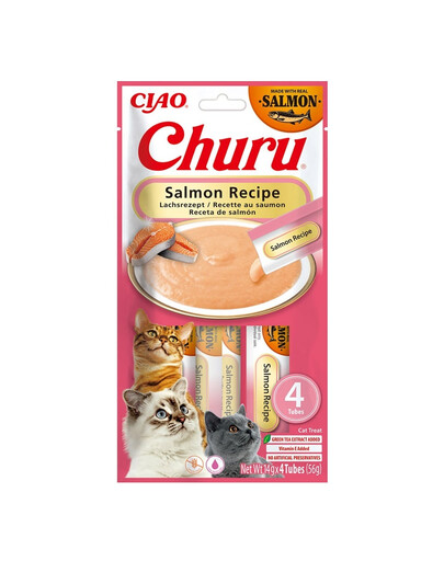 INABA Churu Cat Salmon 4x14g krémový pamlsek pro kočky s příchutí lososa