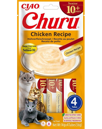 INABA Churu Cat Senior Chicken 4x14g krémová pochoutka pro starší kočky s kuřecí příchutí