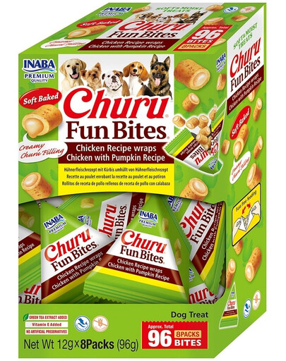 INABA Dog Churu Fun Bites Chicken with Pumpkin 8x12g kuřecí a dýňové psí wrapy