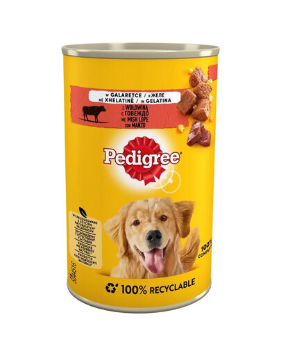 Pedigree Beef Jellied Can 400 g konzerva pro psy s hovězím masem v želé