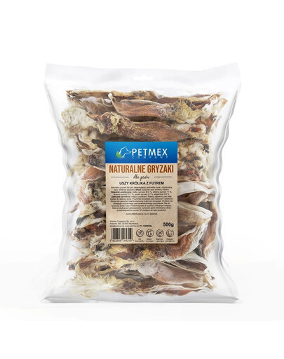 PETMEX Králičí uši s kožešinou 500g