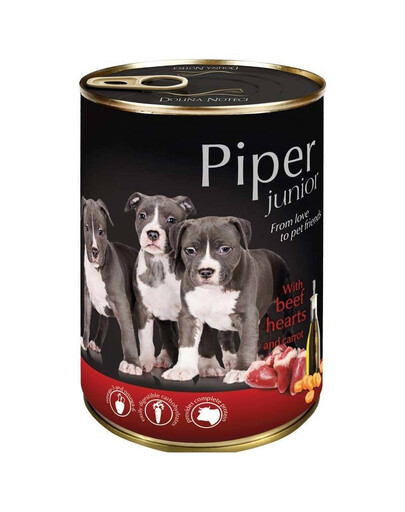 PIPER Junior Hovězí srdce a mrkev pro štěňata 400g