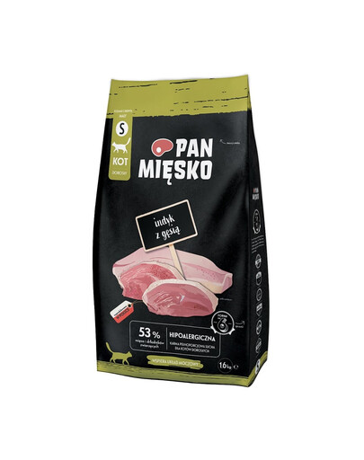 PAN MIĘSKO Krůtí a husí pro kočky křupavé S 1,6 kg