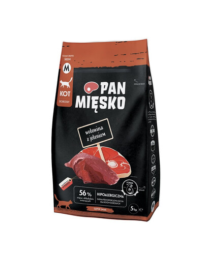 PAN MIĘSKO Hovězí s jelenem pro kočky brambůrky M 5 kg