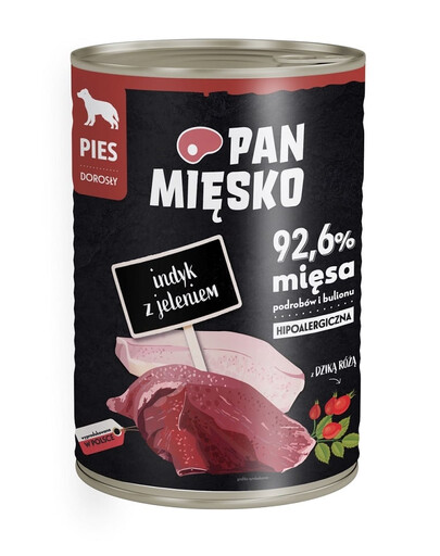 PAN MIĘSKO Mokré krmivo pro psy s krůtou a jelenem 400 g