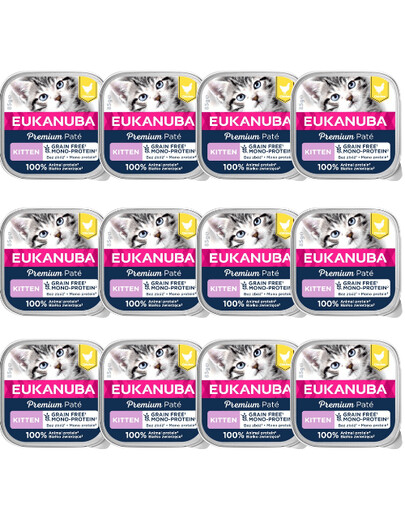 EUKANUBA Grain Free Kitten Monoproteinová paštika pro koťata Kuřecí 12x85g