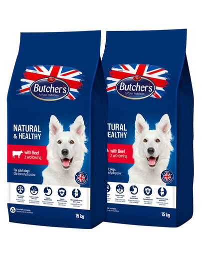 BUTCHER'S Natural&Healthy krmivo pro psy s hovězím masem 30 kg (2 x 15 kg)