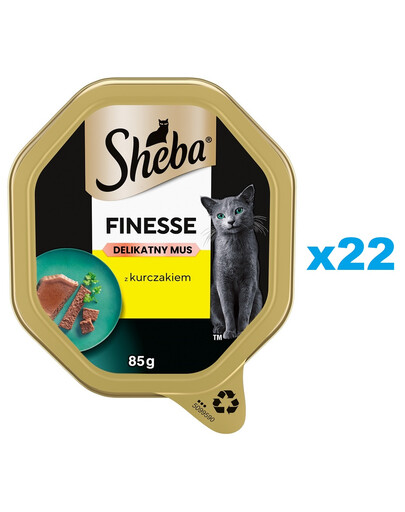 SHEBA Finesse 22×85g Kompletní krmivo pro dospělé kočky s kuřecím masem v pěně