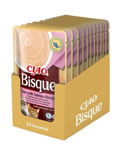 INABA CIAO Bisque Krémová polévka s tuňákem a lososem pro kočky 12x40g