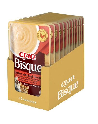 INABA CIAO Bisque Krémová polévka s kuřecím masem a hovězím masem 12x40g