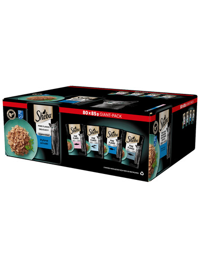 SHEBA Delicacy Rybí příchutě v želé losos, bílá ryba, tuňák a treska 80 x 85g