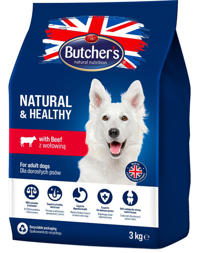 BUTCHER'S Natural&Healthy krmivo pro psy s hovězím masem 3 kg
