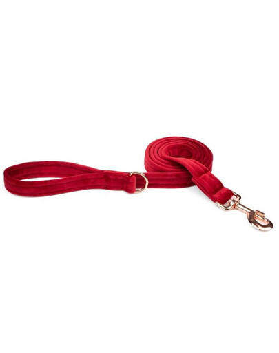 ESME FOR DOG Sametové vodítko pro psy třešňové barvy 150 cm / 2 cm
