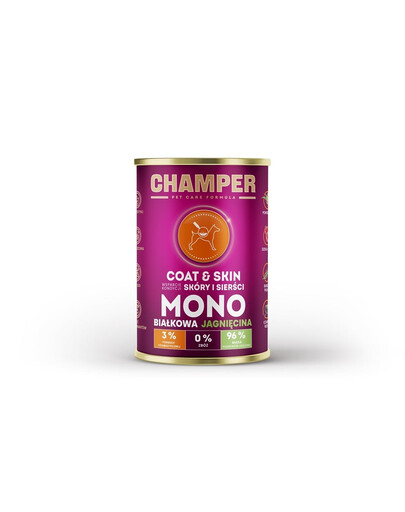 CHAMPER Coat Skin Jehněčí monoproteinové krmivo pro psy 400 g
