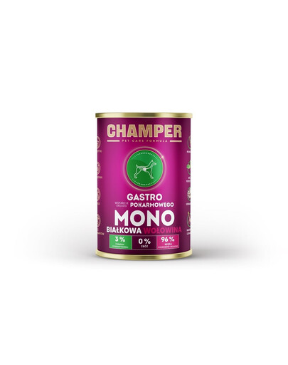CHAMPER Gastro Hovězí monoproteinové krmivo pro psy 400 g