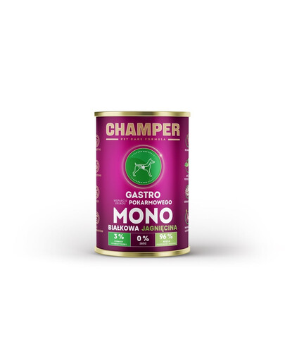 CHAMPER Gastro Jehněčí monoproteinové krmivo pro psy 400 g