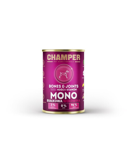 CHAMPER Bones Joints Hovězí monoproteinové krmivo pro psy 400 g