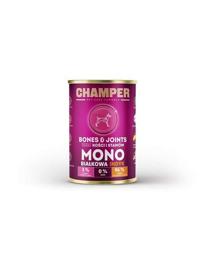 CHAMPER Bones Joints Krůtí monoproteinové krmivo pro psy 400 g