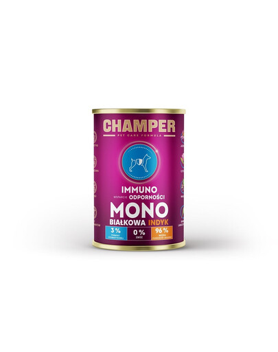 CHAMPER Immuno krůtí monoproteinové krmivo pro psy 400 g