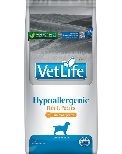 FARMINA Vet Life Hypoallergenic Fish & Potato krmivo pro psy s alergiemi 12 kg