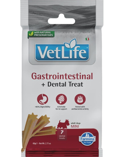 FARMINA Vet Life Treat Gastrointestinal Mini 60 g (7 ks) zubní pamlsky pro psy malých plemen